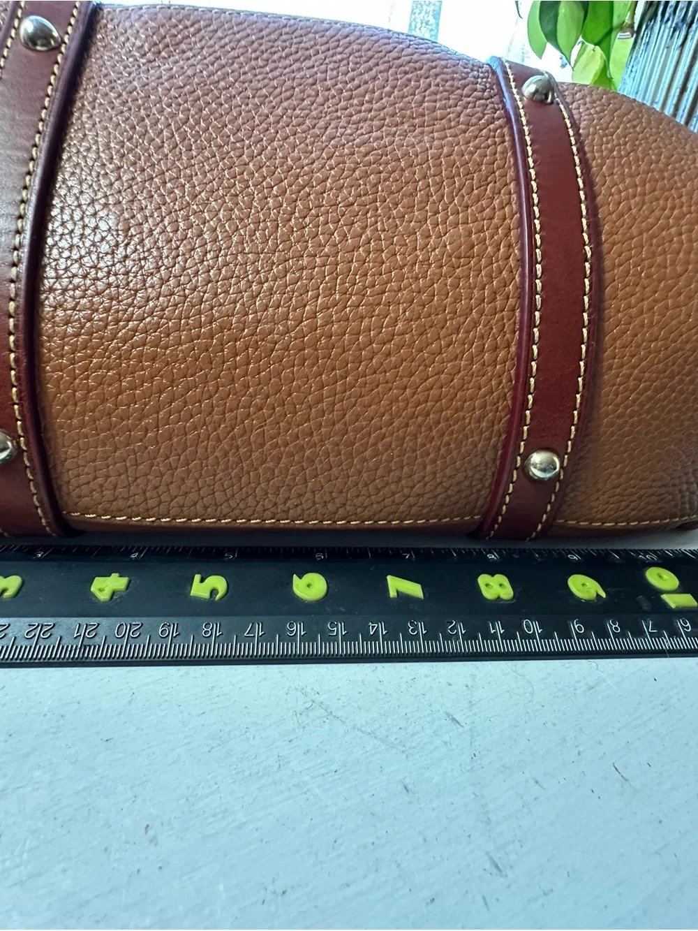 Dooney & Bourke Rustic Brown Pebbled Leather Domed Tassel Satchel - Picture 7 of 12